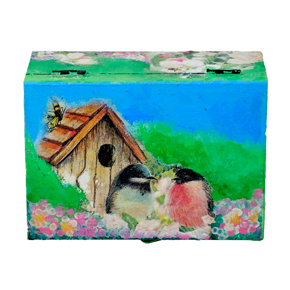 Exquisite Jewellery Box hand-painted with an original Decoupage design by Penkraft